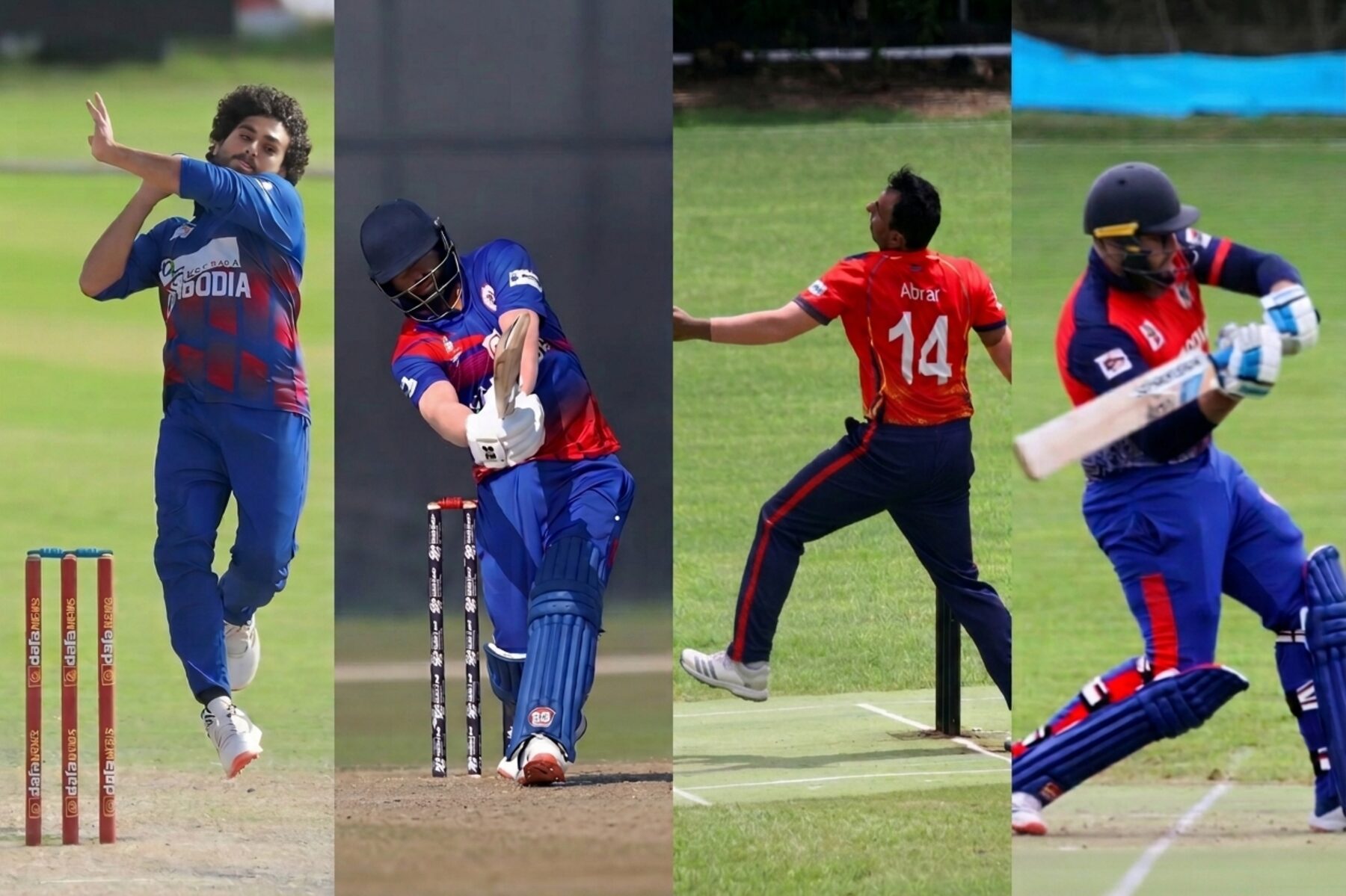 Cambodia national cricket team bowling, batting and fielding in match action